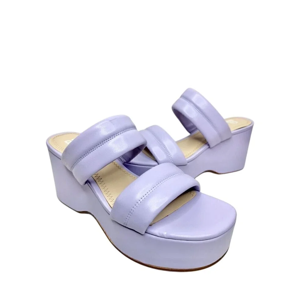 BP Raquelle‎ Purple Puffy Two Strap Platform Wedge Sandals Size 8M Lavender
